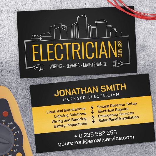 プロフェッショナル電気工事請負業者 – 電気工事士 名刺