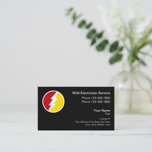 プロフェッショナル電気技師ロゴの名刺 名刺 (スタンド正面)