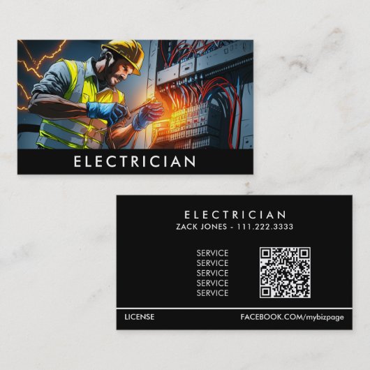 *~*プロフェッショナル電気技師AP75写真QR 名刺 (正面/裏面)