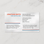 プロフェッショナル電気・配管工事請負業者 名刺 (裏面)