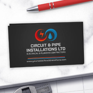 プロフェッショナル電気・配管工事請負業者 名刺