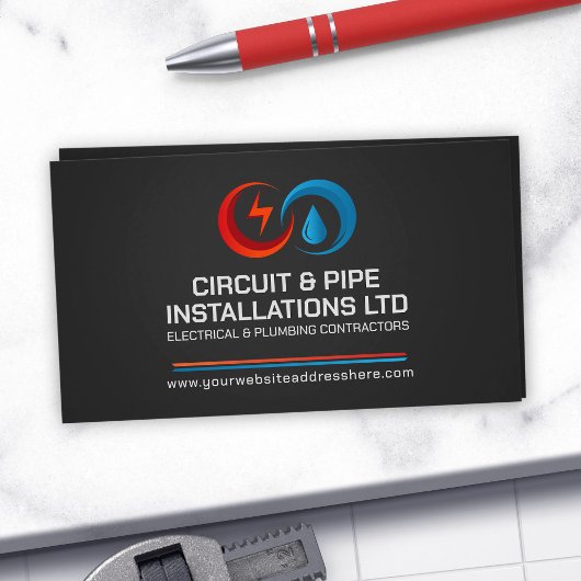 プロフェッショナル電気・配管工事請負業者 名刺