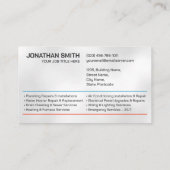 プロフェッショナル電気・配管工事請負業者 名刺 (裏面)