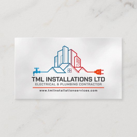 プロフェッショナル電気・配管工事請負業者 名刺 (正面)