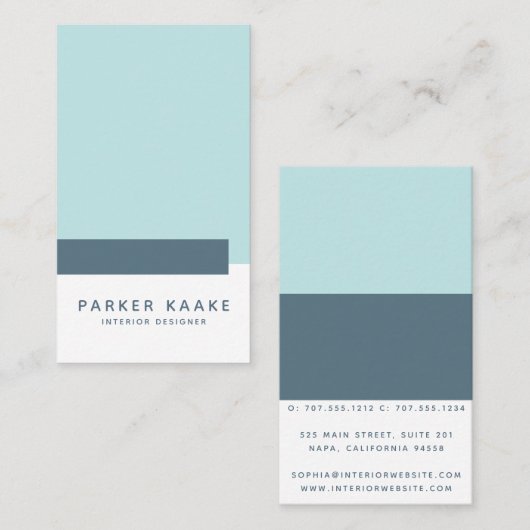 プロフェッショナル青モダン幾何 名刺 (正面/裏面)