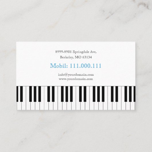 プロフェッショナル音楽先生 |ピアノの鍵 名刺 (裏面)