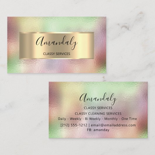 プロフェッショナル額縁ホログラフスモーキーバラミント 名刺 (正面/裏面)