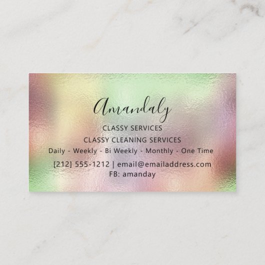 プロフェッショナル額縁ホログラフスモーキーバラミント 名刺 (裏面)