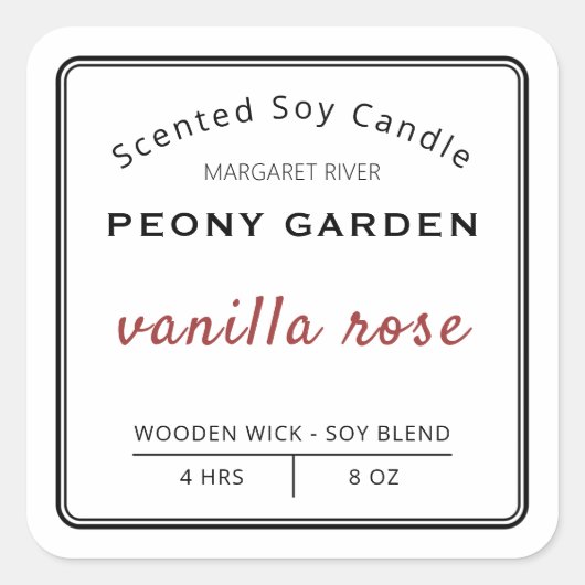 プロフェッショナル香り大豆キャンドルラベル スクエアシール (正面)