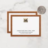 プロフェッショナル高級金ゴールドイニシャルロゴ ノートカード (正面/裏面インサイチュ)