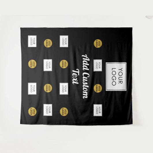 プロフェッショナル2カスタムビジネスロゴ黒の背景 タペストリー (正面(横))