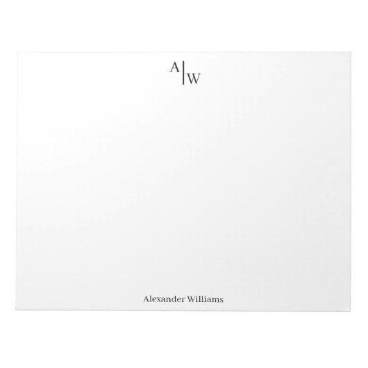 プロフェッショナル2モノグラムシンプルミニマリストブラック ノートパッド (正面)