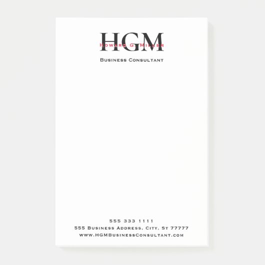 プロフェッショナル3レターモノグラムブラックレッドホワイト ポストイット (正面)