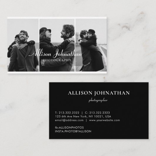 プロフェッショナル3枚の写真スクリプト写真 名刺 (正面/裏面)