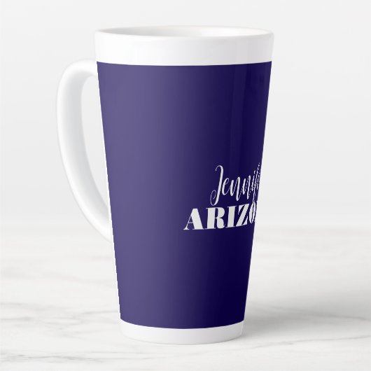 プロフェッショナル エレガント モダン ミニマリスト ダークブルー カフェラテマグ (左アングル)