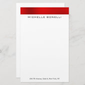 プロフェッショナル エレガント モダン 赤 白 ミニマル 便箋 (正面/裏面)