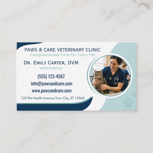 プロフェッショナル カスタム写真 獣医 名刺 (正面)