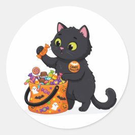 プロフェッショナル キャンディー検品士 ハロウィン 猫 ラウンドシール