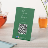 プロフェッショナル グリーンロゴQRコードスタンド看板 台座サイン (インサイチュ)