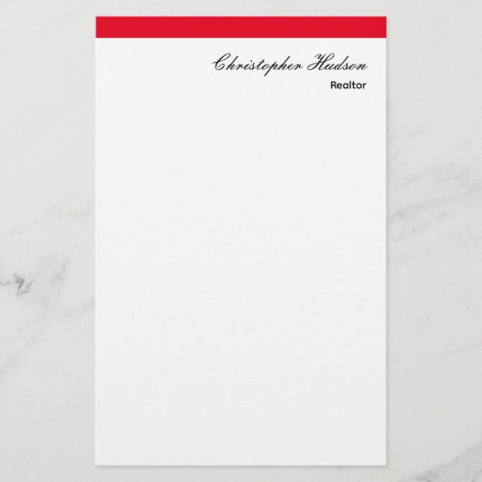 プロフェッショナル シンプル プレーン リアル エステート レッド ホワイト 便箋 (正面)