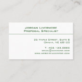 プロフェッショナル、シンプル、ベーシック、ファーングリーンモダン 名刺 (裏面)