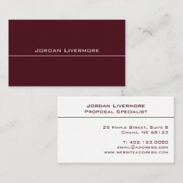 プロフェッショナル、シンプル、ベーシック、マルーン&ホワイトモダン 名刺