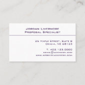 プロフェッショナル、シンプル、基本、紫、白モダン 名刺 (裏面)