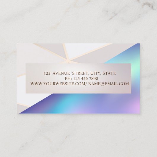 プロフェッショナル、ジオメトモダンリ、フレームホログラフィック 名刺 (裏面)