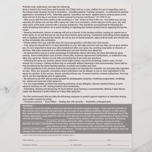 プロフェッショナル スプレー タン 同意 事業計画 チラシ (裏面)