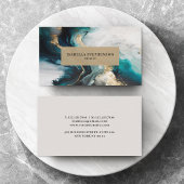 プロフェッショナル ティールゴールド 抽象的 モダン 名刺