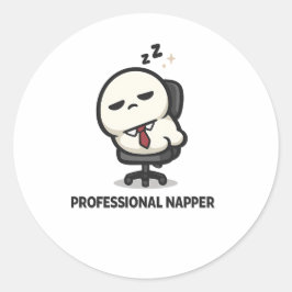 プロフェッショナル・ナッパー - かわいい疲れたキャラクター オフィス ラウンドシール