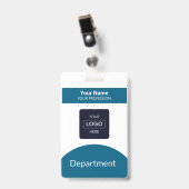 プロフェッショナル ネイビーブルー ビジネス ロゴ 名刺 バッジ (正面 （クリップ付）)