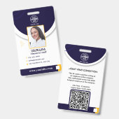 プロフェッショナル ネイビーブルー 写真付きIDバッジ（会社用） バッジ (Front & Back)