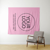 プロフェッショナル ビジネス ロゴとテキスト カンパニー ピンク タペストリー (インサイチュ(横))