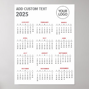 プロフェッショナル ビジネス ロゴとテキスト 2025 カレンダー ポスター