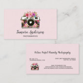 プロフェッショナル·ピンク·フローラ·カメラ写真家ピンク 名刺 (正面/裏面)