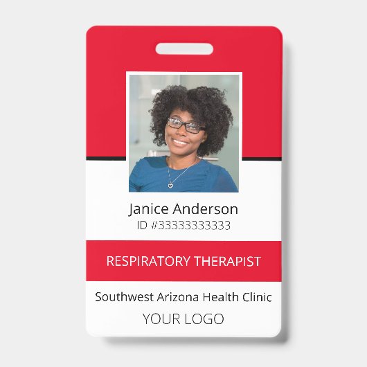 プロフェッショナル フォト 赤 社員 ID バッジ (正面)