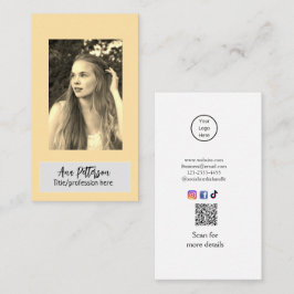 プロフェッショナル フォト QR ウェブサイト メール ソーシャル モダン 名刺