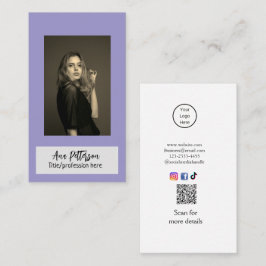 プロフェッショナル フォト QR ウェブサイト メール ソーシャル モダン 名刺