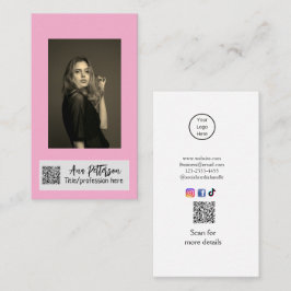 プロフェッショナル フォト QR ウェブサイト メール ソーシャル モダン 名刺