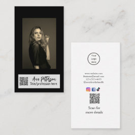 プロフェッショナル フォト QR ウェブサイト メール ソーシャル モダン 名刺