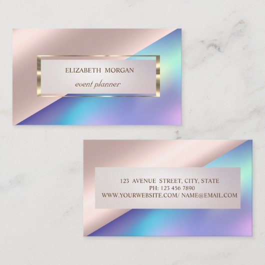 プロフェッショナル、フレモダンームバラ金ゴールドホログラフィック 名刺 (正面/裏面)