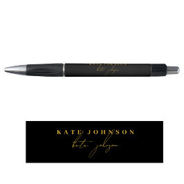 プロフェッショナル ブラック ゴールド シグネチャー スクリプト モノグラム ボールペン