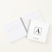 プロフェッショナル ブラック&ホワイト モノグラムイニシャル スクリプト ノートブック (内部)