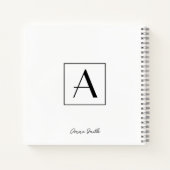 プロフェッショナル ブラック&ホワイト モノグラムイニシャル スクリプト ノートブック (裏面)