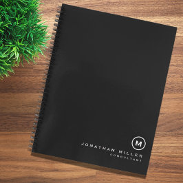 プロフェッショナル ブラック＆ホワイト モノグラムイニシャル ノートブック