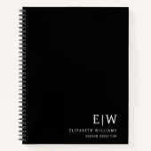 プロフェッショナル ブラック＆ホワイト モノグラムイニシャル ノートブック (正面)