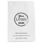 プロフェッショナル ブランディング ミニマルな白のプロモーション ロゴ ミディアムペーパーバッグ (正面)