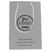 プロフェッショナル ブランディング ミニマル グレー プロモ ロゴ ミディアムペーパーバッグ (正面)