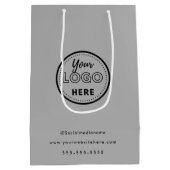 プロフェッショナル ブランディング ミニマル グレー プロモ ロゴ ミディアムペーパーバッグ (裏面)